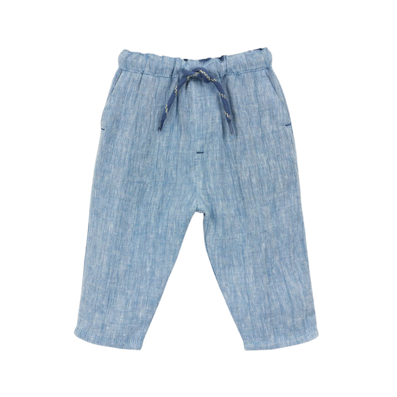 Baby Trousers in Blue Linen front