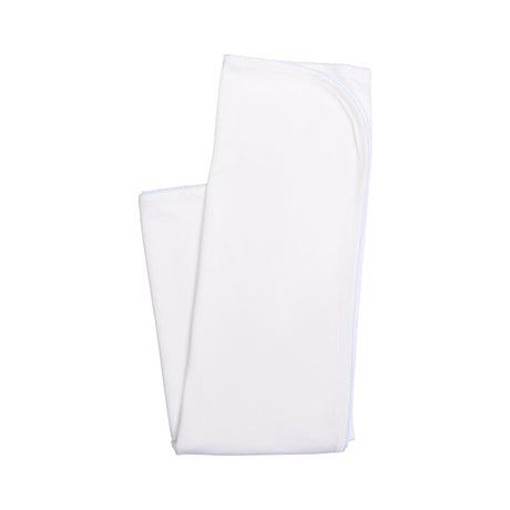 Blanket in White with Light Blue Picot Trim