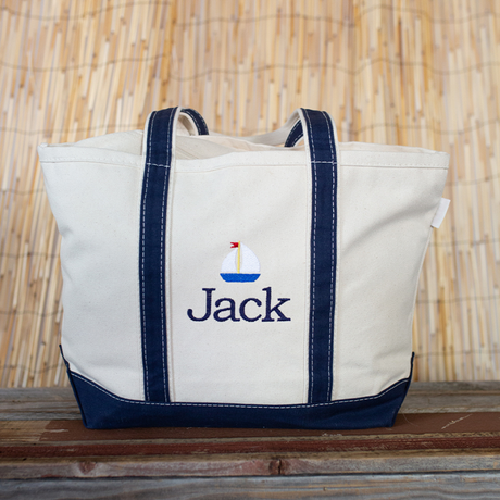 Large Tote in Navy monogrammed