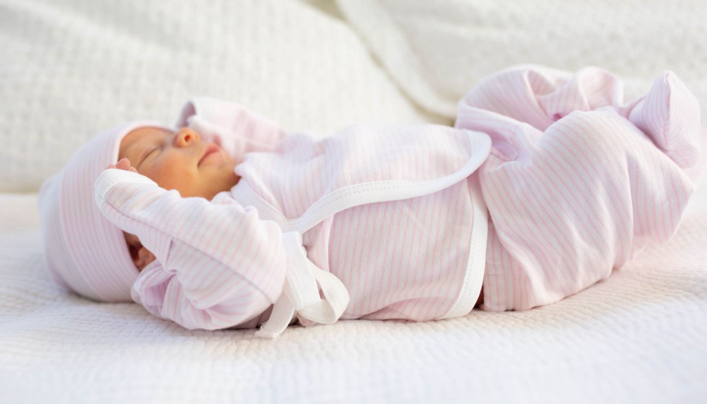 New baby girl in stripe take me home set