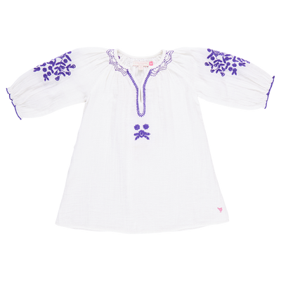 Ava Dress - Gardenia White Embroidery front