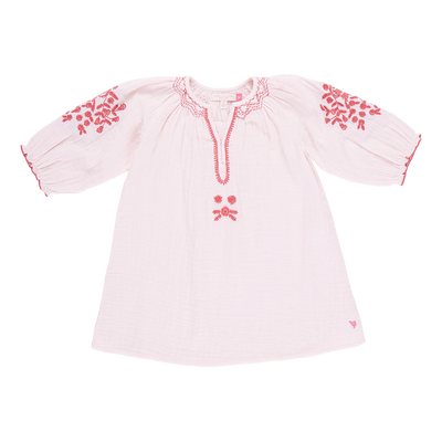 Ava Dress - Strawberry Cream Embroidery front