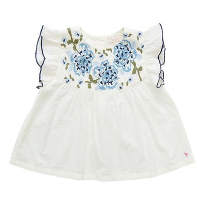 Kari Top - Multi Blue Embroidery front