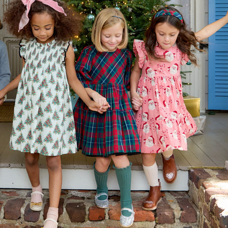 Jennifer Dress - Pink Candy Cane Santa