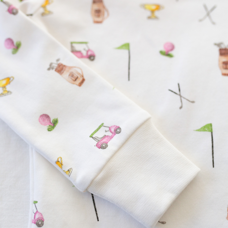 Golf Outing Pajama Set in Pink 2nd details