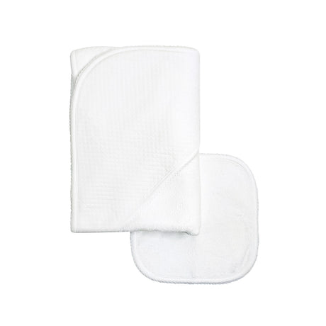 Diamond Baby Towel + Wash Set in White