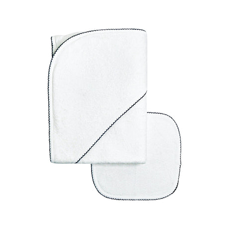 Terry/Picot Baby Towel + Wash Set in Navy