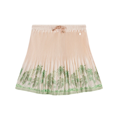 Nulan Palm Tree Pleated Skirt in Pearled Ivory front