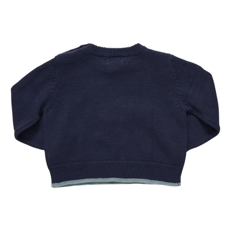 Navy blue sweater on a white background