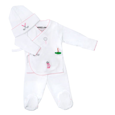 golf embroidered take me home set in pink