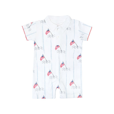 polo summer romper with american flags