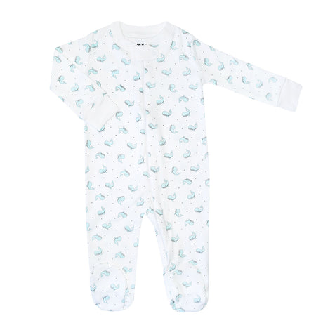 blue whale zipper romper
