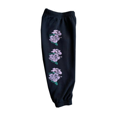 Black sweatpant with flowers