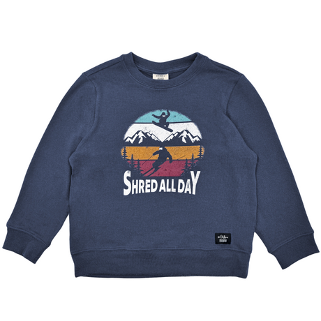 navy blue crew neck with ski graphic on white background