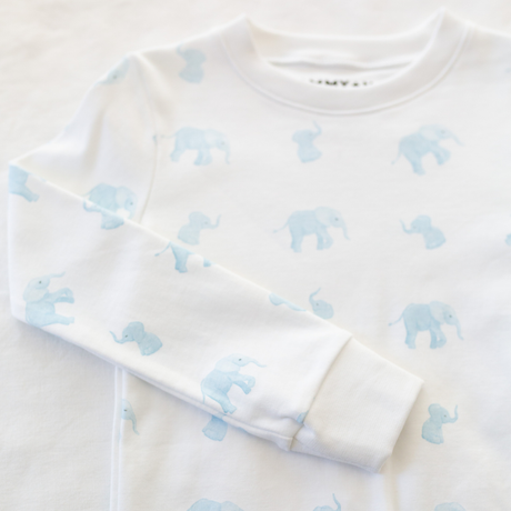 Tiny Elephant Pajama Set in Blue details