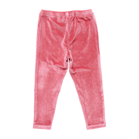 Pink velvet leggings on a white background