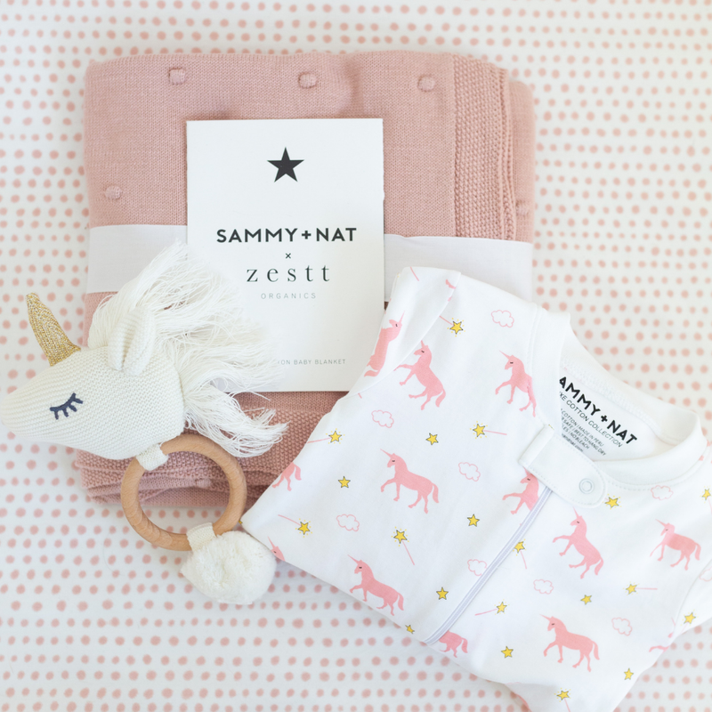 Organic Poppy Knit Blanket in Pink Pearl details 2