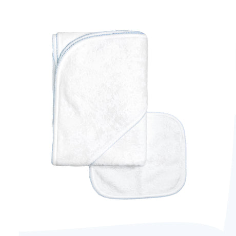 Terry/Picot Baby Towel + Wash Set in Light Blue