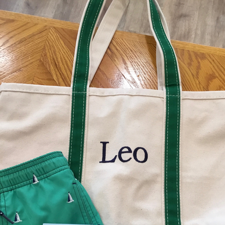 Large Tote in Emerald monogrammed
