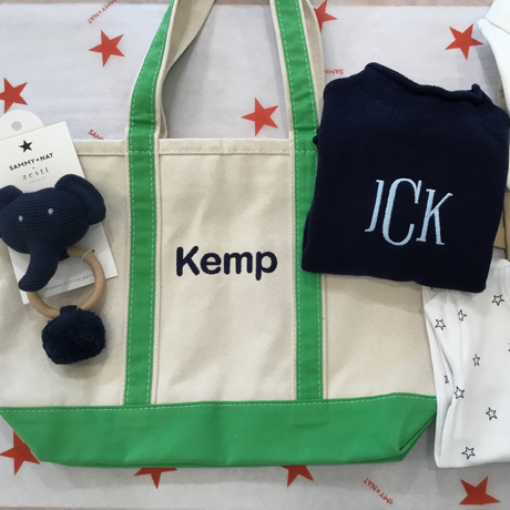 Medium Tote in Grass Green monogrammed