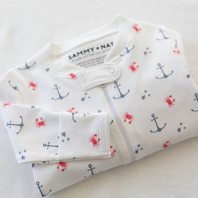 Nautical Crab Zipper Romper details 1