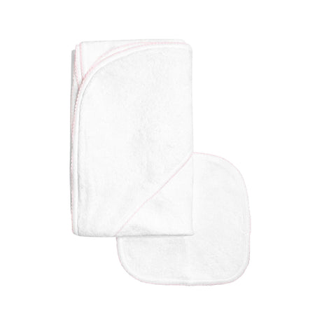 Terry/Picot Baby Towel + Wash Set in Light Pink