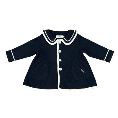 Sailor Collar Wool Jacket in Navy Blue