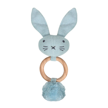 Organic Knit Bunny Rattle in Blue