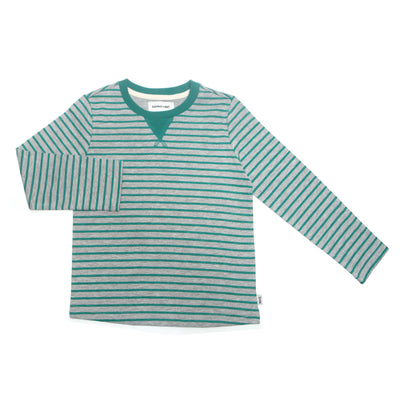green and grey striped long sleeve shirt for boys