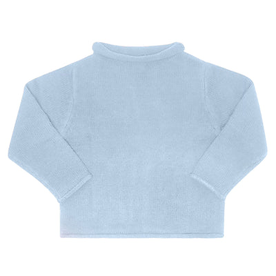 light blue rollneck sweater