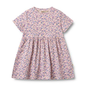 Anna Jersey Dress in Pink Blue Flowers