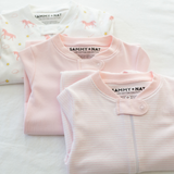 Classic Stripe Zipper Romper in Pink details 2