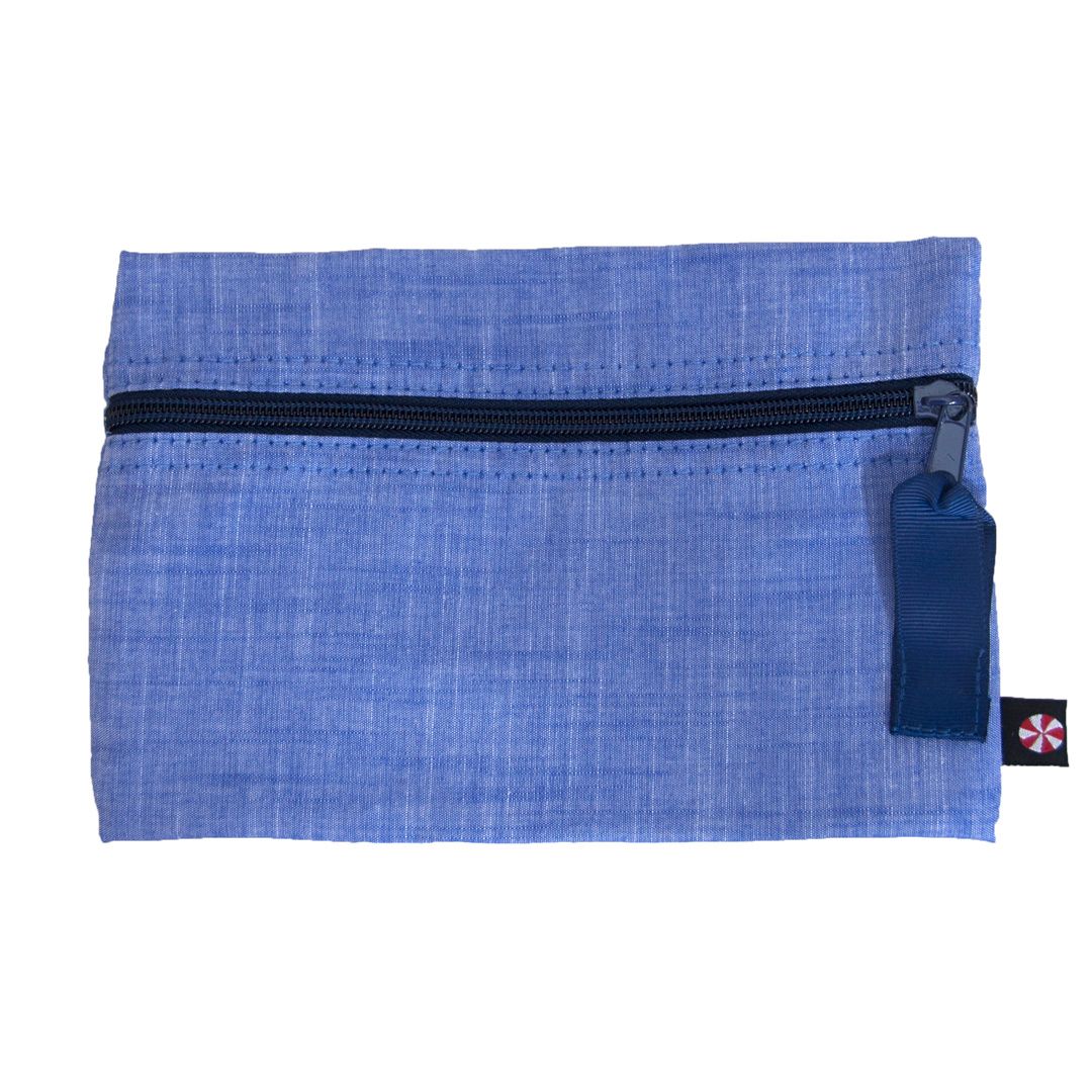 Chambray Cosmo Zip Bag in Navy