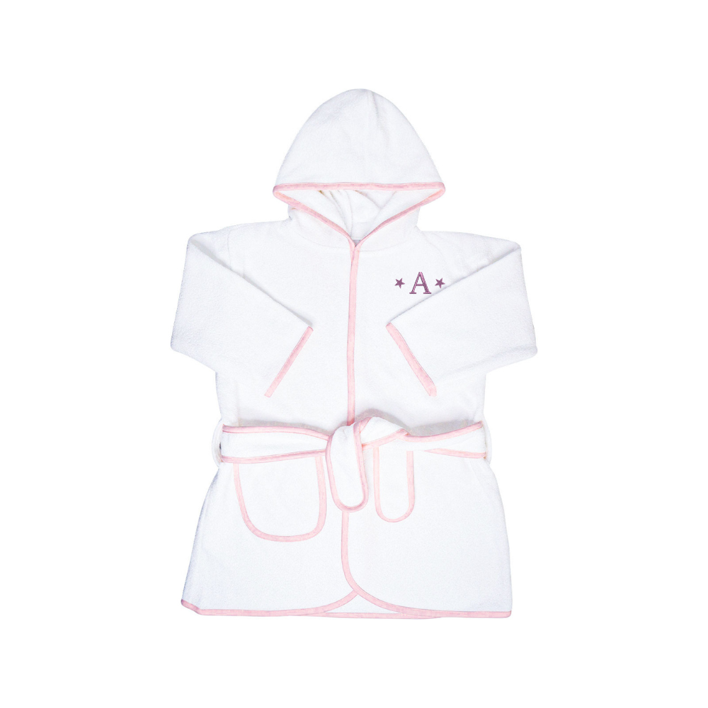 Kids Terry Cotton Bathrobe in Light Pink