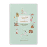 Book titled 'Manners Begin at Breakfast' with illustrations on a light green background