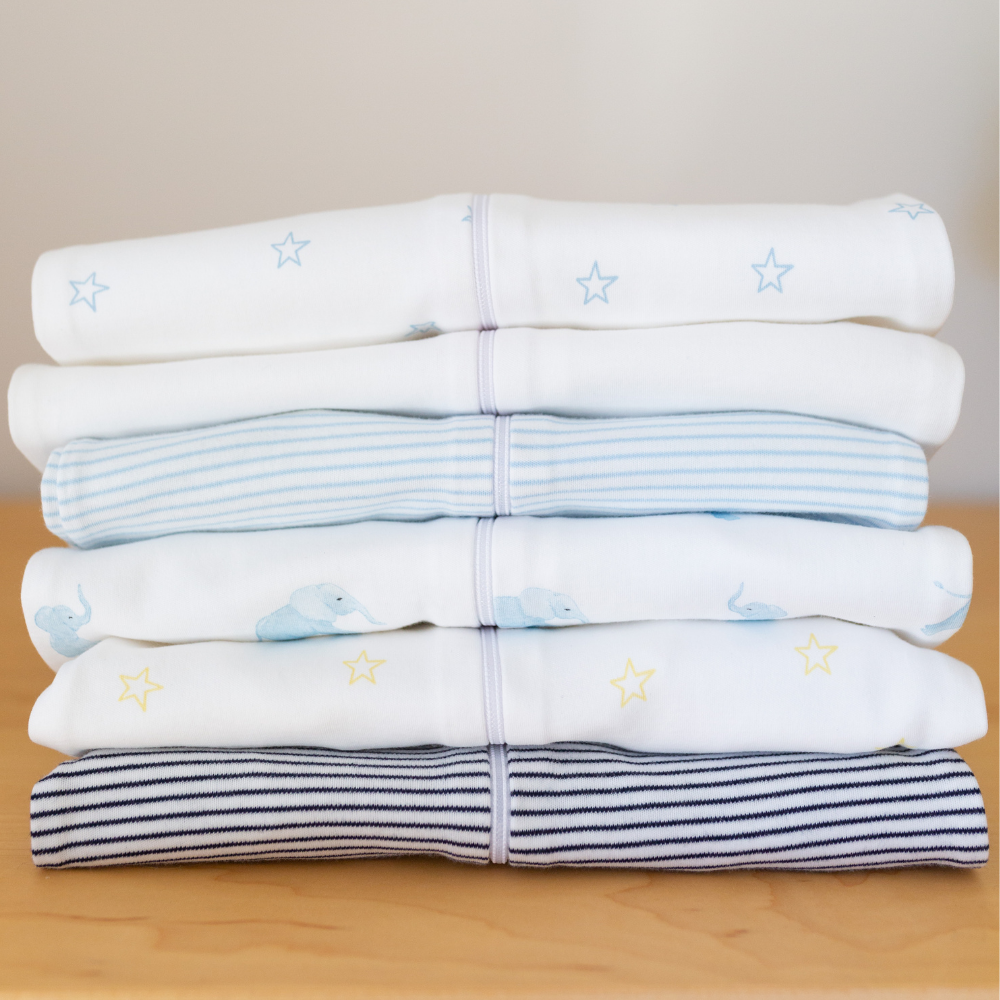 Classic Stripe Zipper Romper in Light Blue details 3