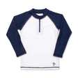 rashguard in navy and white