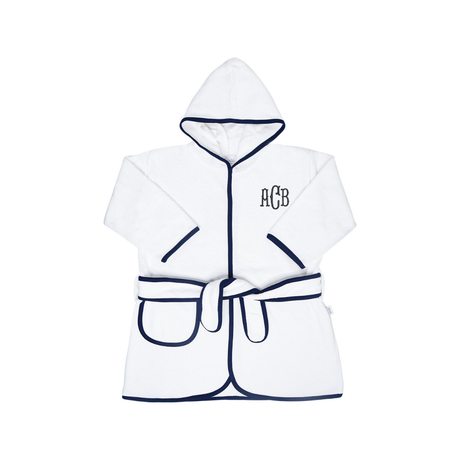 Kids Terry Cotton Bathrobe in Navy