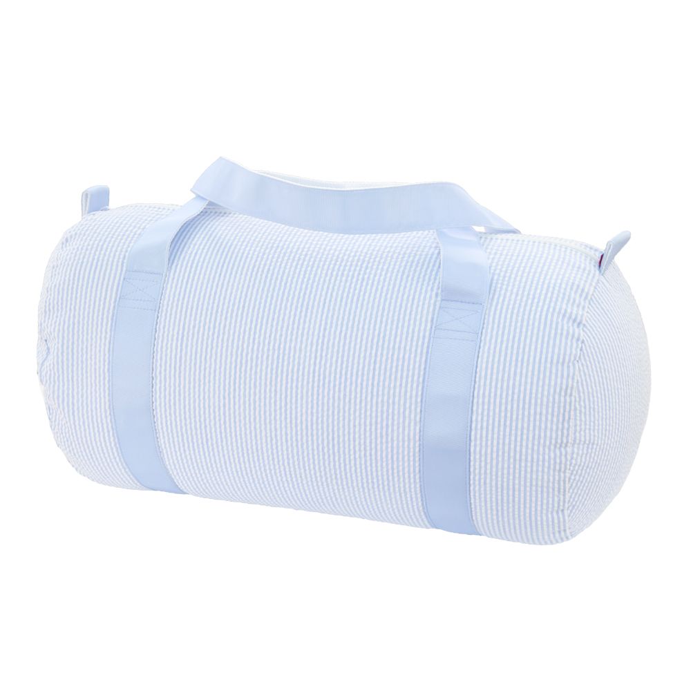 Seersucker Duffle Bag in Baby Blue