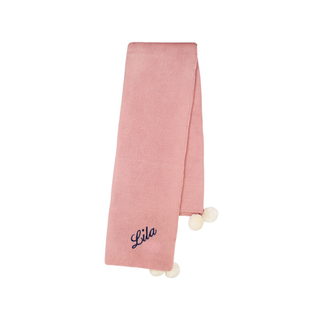 Pom Pom Knit Blanket - Rose Bud