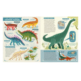 Educational pages about dinosaurs with illustrations and text on a white background
