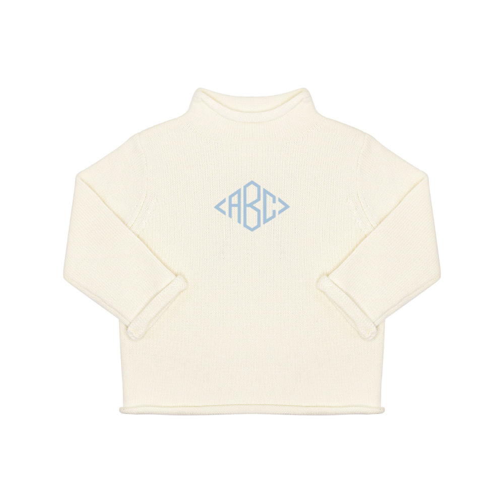 Rollneck Cotton Sweater in Ivory