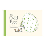 Book cover of 'The Odd Egg' by Emily Gravett with a cartoon duck and large spotted egg.