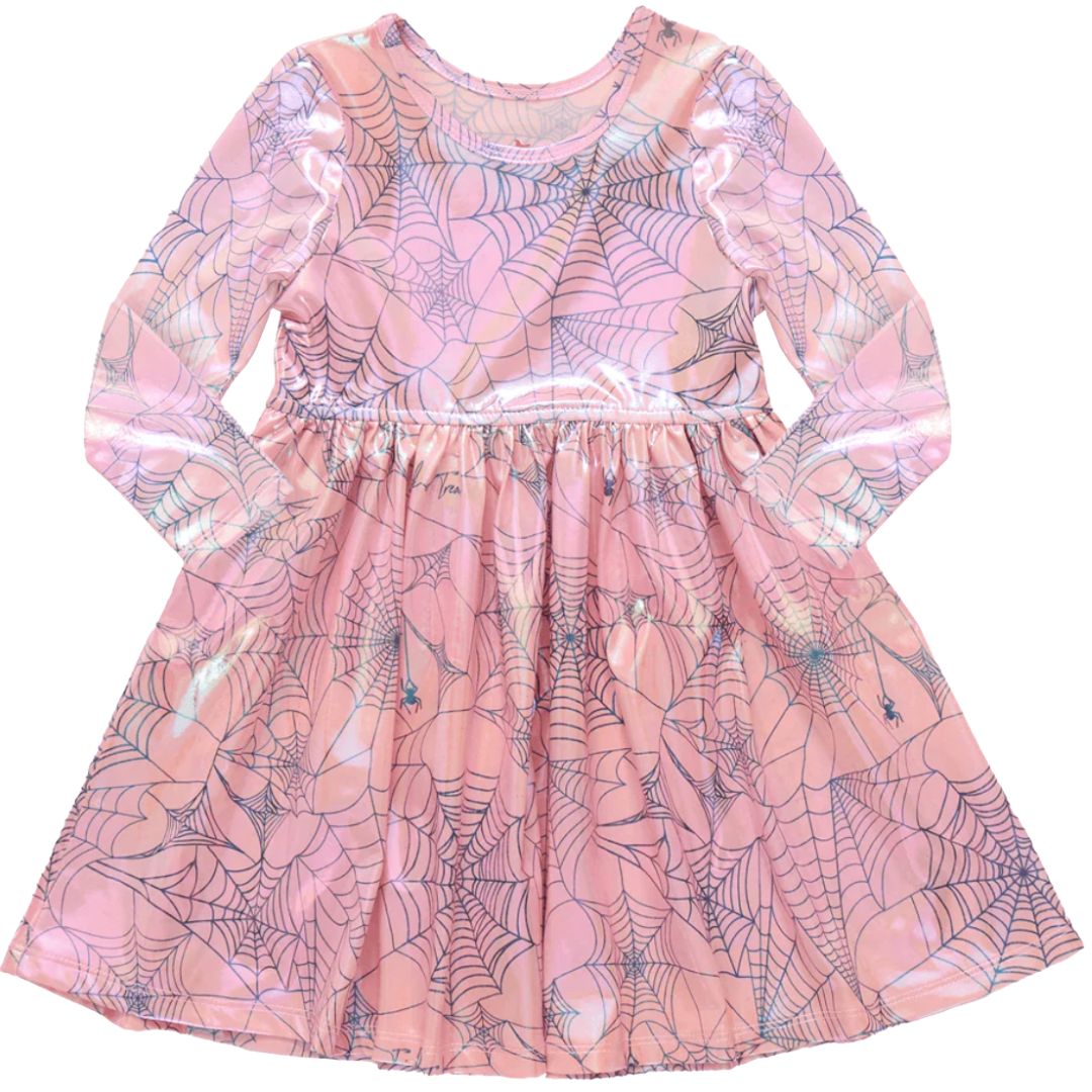 Lame Steph Dress - Pink Spider Web