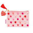 Red and Pink Pom-Pom Pouch