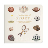 Book cover of 'Our Big Book of Sports' with sports-themed illustrations on a white background