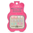 Pack of beary sweet stick-on earrings with pink packaging