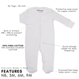 Classic Stripe Zipper Romper in Grey details 1