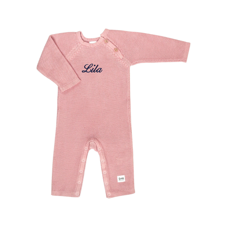 Baby Cozy Knit Romper in Pink Pearl