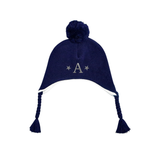 Knit Pom Pom Hat in Navy